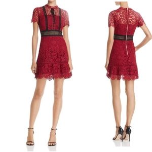 AQUA red floral Lace Dress